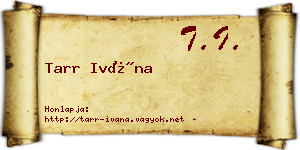 Tarr Ivána névjegykártya